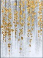 Naturally Drooping golden Flowers by Palette Knife wall art minimalism